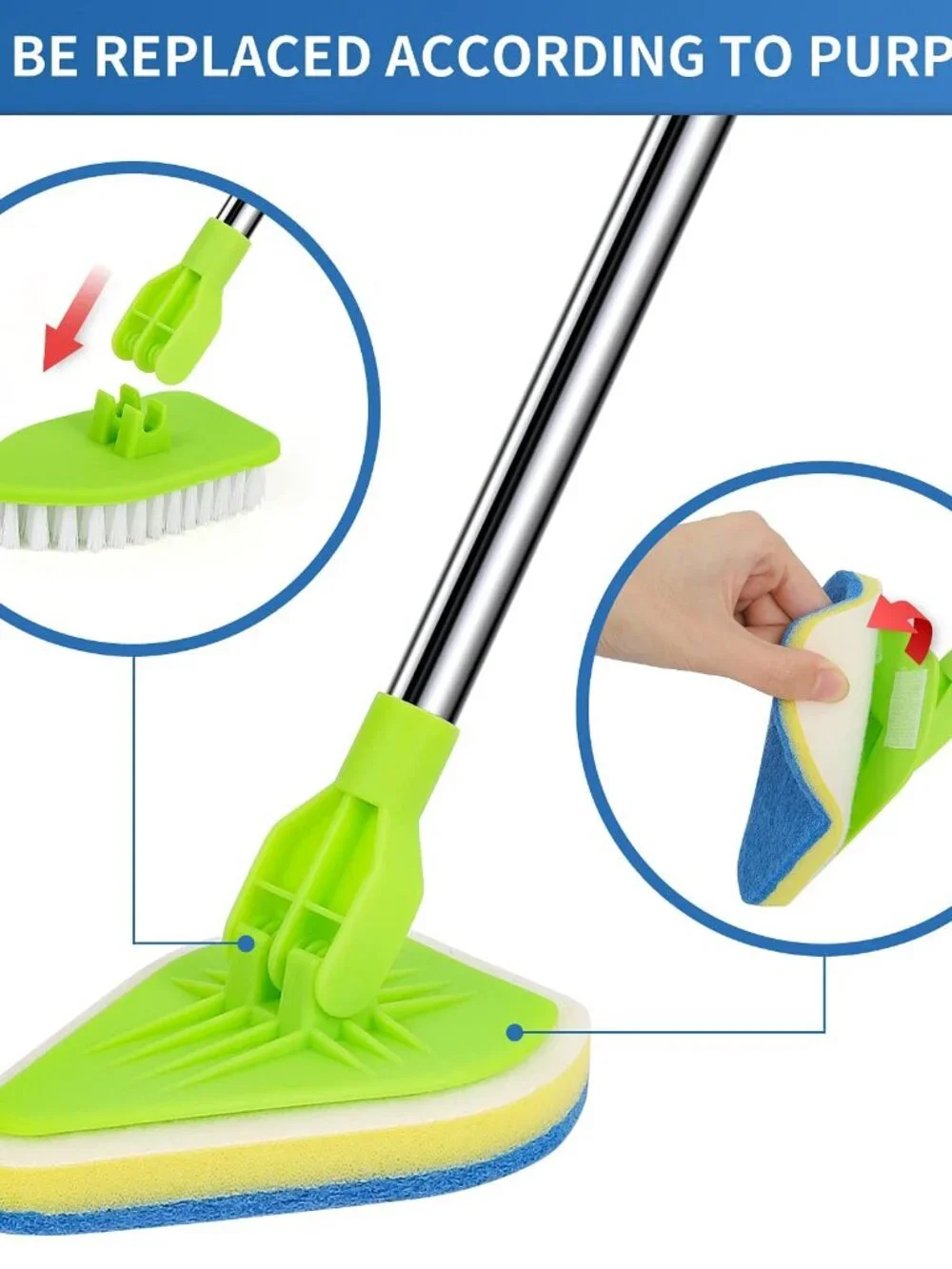 2 in 1 Scrub Cleaning Brush with 37 Long Extendable Handle,1 Stiff Bristle and 3